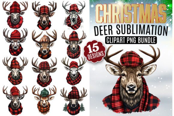 Download Christmas Deer Sublimation Clipart Bundl - Premium Resources