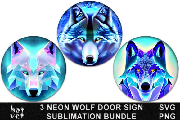Download Neon Wolf Door Sign Bundle SVG Design - Premium Bundle