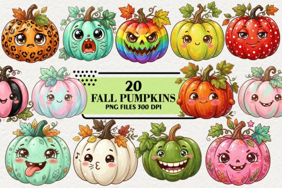 Download Kawaii Autumn Fall Halloween Pumpkins - Autumn Collection